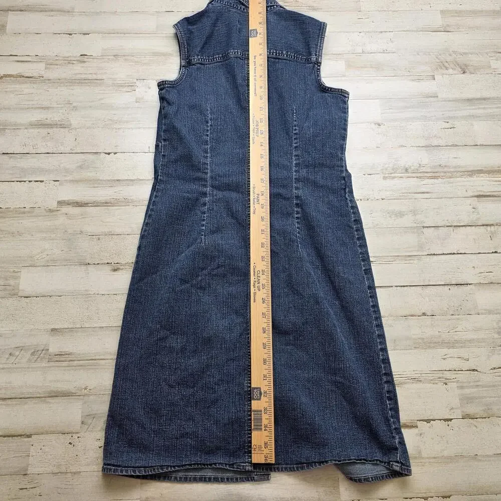 Old Navy Women’s Sleeveless Collared Denim Button Up Shirt Dress Sz 4 Cotton - Picture 4 of 6